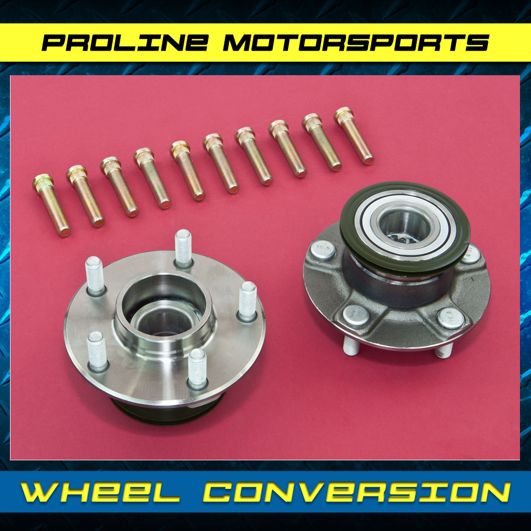 Front Wheel Non ABS 5 Lug Conversion Hub w Extended Studs for 240sx 95